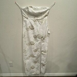 Lulus White Floral Strapless Slit Maxi Dress Formal Evening Party XL
